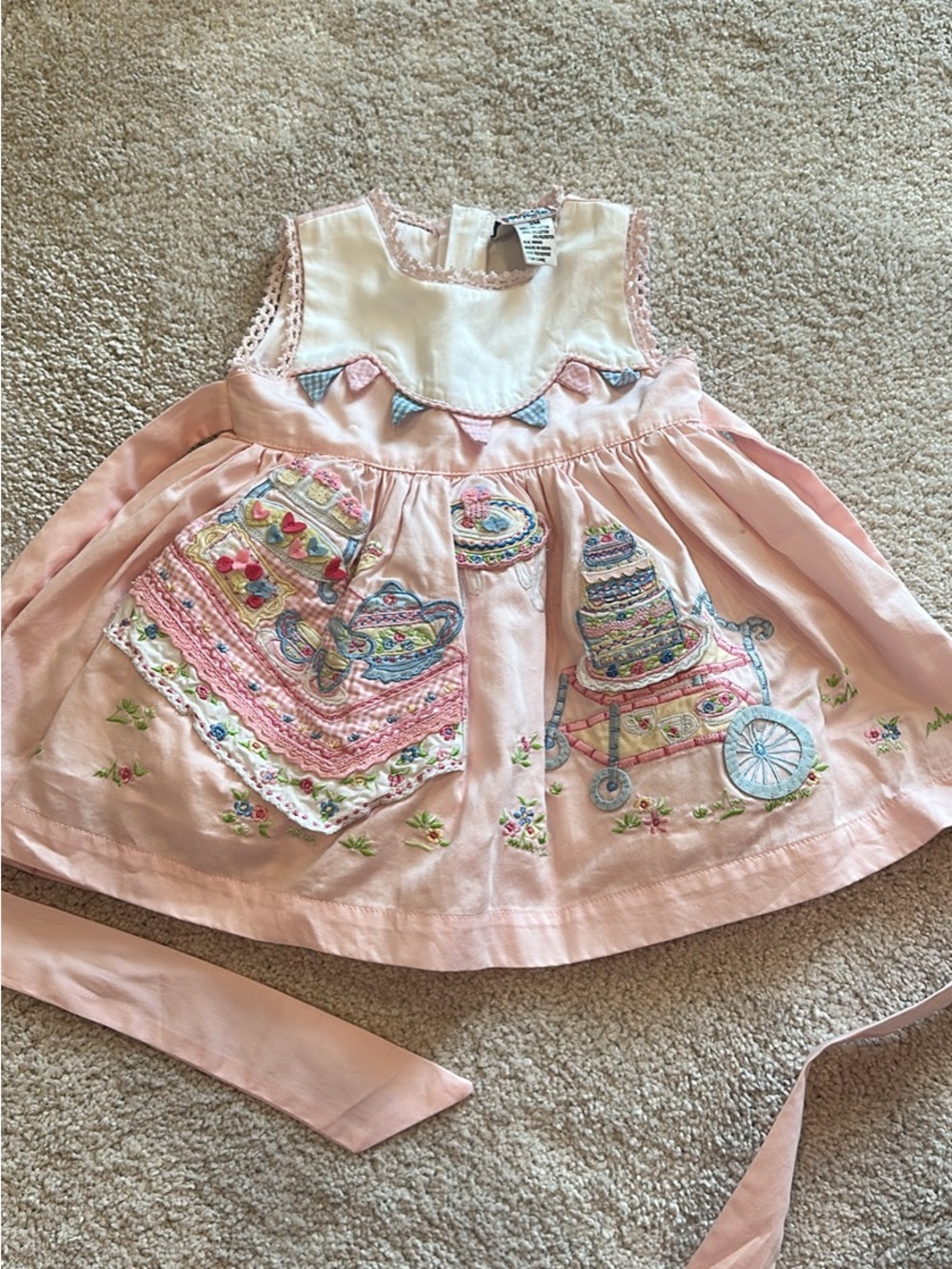 Cotton Kids Pink Baby Dress with Embroidered Details
